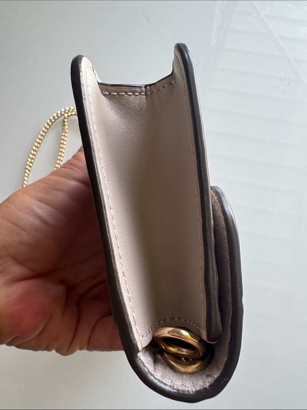 Coach Morgan Croc-Embossed Leather Chain Shoulder Bag in Light Gray - Picture 6 of 13